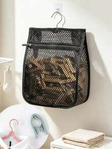 Mesh Storage Bag & Foldable Clothes Hanger Set, Zippered Wide Opening Laundry Bag, Versatile Visible Mesh Organizer Bag, Hanging Shoe Rack For Closet, Dorm & Travel Storage, Back To School Home Organizer, Christmas & Mother's Day Gift - Multicolor - View 5