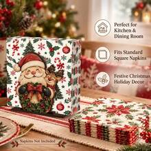 2D Flat Wooden Christmas Napkin Holder, Desktop Tissue Storage Base, Home Dining Table Fireplace Decor Ornament, Holiday Home Decor, Christmas Gift - Coffee Brown - View 6