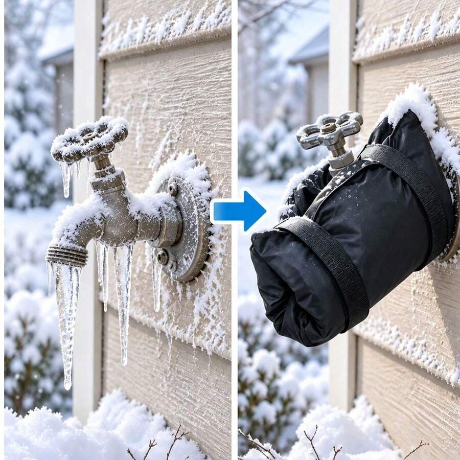 2pcs Thickened Faucet Anti-Freeze Insulation Cover, Outdoor Water Pipe Anti-Freeze Dust Cover, Prevent Faucet Freezing, Winter Insulation Essential, Reusable, Easy To Remove, Suitable For Home, Garden, Kitchen And Various Outdoor Environments, Winter Must-Have. - Multiple Specifications - View 1
