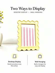 1pc Cute Wavy Edge Decorative Photo Frame, Fan-Shaped Edge Desktop & Wall Display Photo Holder, Art Picture Frame, Aesthetic Room Decor, Bookshelf Decor, Vanity Decor, Graduation Gift, Wedding Gift, Dorm Decor, Summer Home Accent - Multicolor - View 11