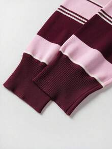 Women's Colorblock Casual Daily Long Sleeve Sweater - Maple Leaf Red - View 9