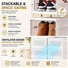 Lifevilion Shoes Cabinet Space-Saving Foldable Transparent Sneaker Shoe Storage Organizers Box Stackable Dustproof High-Top Shoe Rack Shelf - View 7