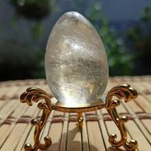 1PC Natural White Clear Quartz Crystal Egg, Egg Shaped Polished Crystal, Crystal Collection Decor, Perfect Graduation & Holiday Gift - White - View 5