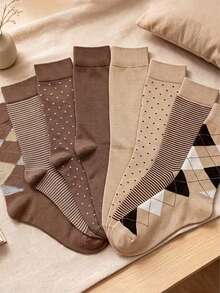 1/4 Dozen Men's Diamond Mesh Solid Color Business Socks, Moisture-Wicking Breathable Comfortable Mid-Calf Socks, Dress Socks, Suitable For Daily Wear, Office Matching, Sports, Perfect Gift For Men, Random Style - Multicolor - View 4