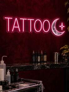 1PC Custom Text Tattoo Neon Sign, Personalized Pink LED Neon Light With Crescent Moon & Star, USB Powered Wall Decor For Tattoo Shop, Tattoo Studio, Beauty Salon, Creative Workspace, Party Photo Backdrop, Gift For Tattoo Artists - Multi-color 1 - View 4