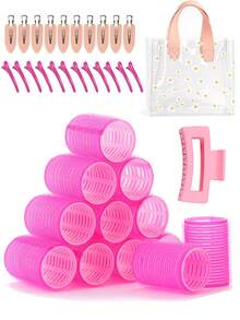 12 Pcs Rollers Hair Curlers For Long Medium Short Hair, Large Medium Small Self Grip Hair Rollers With Rollers 22pcs Clips And 1 Clear PVC Gift Bags - Multicolor - View 14