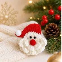 6Pcs Handmade Crochet Santa Claus Christmas Ornaments, Cute Knitted Xmas Tree Hanging Decorations For Gift Wrapping DIY Holiday Party Decor - A - View 1