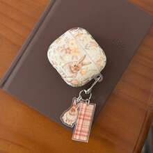 Cute Autumn Flower Rabbit With Decorative Pendant Earphone Case Compatible With Apple 5/ 4 Cute Earphone Cover Apple 2nd Gen 3rd Gen New Protective Case Pendant Airpodspro 3 Korean Style Earphone Case Pro 2 Girls Earphone Case Protective Cover - Pale Yellow - View 2