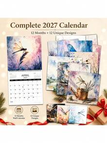 2027 Wall Calendar & Planner - 12-Month Hanging Storage Calendar With Full-Color Dragonfly Dream Art Pattern, Daily Schedule Grid, Suitable For Home Office, Home Decor, Ample Writing Space, Dated Monthly Planner For Annual Planning - Multicolor - View 6