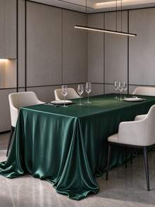 1pc Christmas Tablecloth, Satin Tablecloth, Rectangular Sequin Silk Tablecloth, Smooth Fabric Tablecloth, Suitable For Wedding Banquet Party Events, Green, Room Decoration - Green - View 7