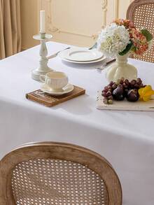 1pc Textured Pattern Tablecloth Cover, Diamond Lattice Jacquard Anti-Wrinkle Washable Rectangular Tablecloth, Suitable For Multiple Functional Decor, Home Dinner, Party, Picnic, Wedding, Banquet And Other Dining Occasions - White - View 4