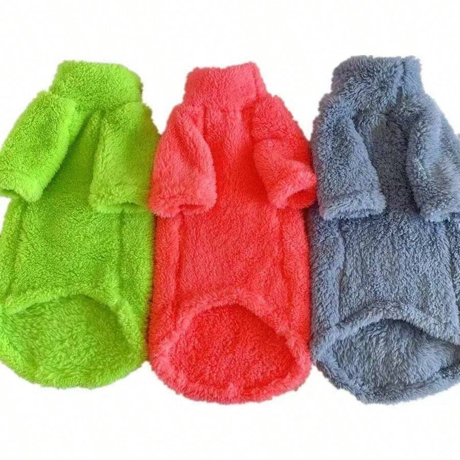 1pc Pet Cat Sweater Home Wear, 5 Colors Optional, Warm Solid Color Soft Polar Fleece Skin-Friendly, Suitable For Devon Rex, Hairless Cats, Small Dogs - Multicolor - View 1