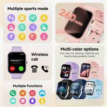 ZhiKexing Sports Smart Watch, 1.83-Inch High-Definition Display, 260mAh Battery With LED Light, Supports Wireless Calling, Music Playback, Message Notifications, Multifunctional Sports Watch With Calculator, Alarm Clock, Compatible With Android And IOS Systems, Fashionable And Modern Design, Ideal Gift For Men, Women, Couples Or Parents - View 5