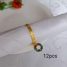 Home Decor Napkin Rings Table Decoration, Suitable For Holidays, Parties, Birthdays, Weddings, Dinners, Gatherings And Other Daily Creative Decor, Multiple Styles And Elements, Christmas Napkin Rings Metal Embossed Hammered Texture Ring Buckle, 4pcs/12pcs/102pcs Optional. - Multicolor - View 51