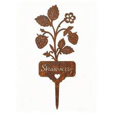 Acrylic Vintage Plant Labels, Strawberry And Tomato Patterns, Distressed And Antique Appearance, Suitable For Garden, Yard And Potted Plant Decoration, Also Used For Identifying Plant Species - Rusty Strawberry Garden Stake - View 4