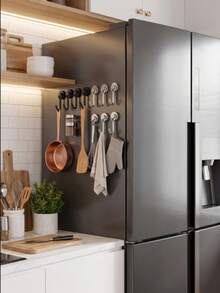360° Rotatable Magnetic Hook, Strong Magnet Stainless Steel Hanger, Available, No Drilling Heavy‑Duty Magnetic Hooks For Refrigerator Kitchen Office Garage Storage Organizer - Multicolor - View 4
