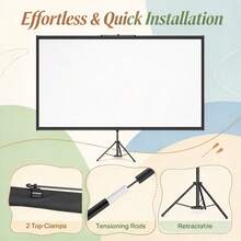 4K Projection Screen Stand 70Inch Portable Wrinkle-Height Adjustable - 1 - View 3
