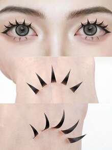 1 Pair Pointed Tail Cartoon Style False Eyelashes, Transparent Stem, Cosplay Extra Long False Eyelashes 10-13mm - Black - View 1