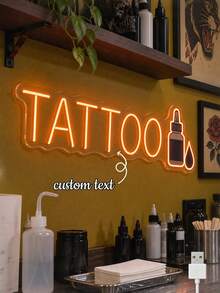 1PC Custom Text Tattoo LED Neon Light, Personalized Wall Light, USB Powered Neon Wall Decor For Tattoo Studio, Tattoo Shop, Artist Workspace, Beauty Salon, Creative Room Decoration & Gift - Multi-color 2 - View 2