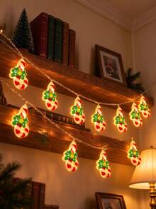 1 buah Lampu Hias Natal Bentuk Stik Permen, Lampu Peri Pita Bentuk Stik Permen, Bertenaga Baterai, Cocok untuk Ruang Tamu, Kamar Tidur, Perapian, Dekorasi Pohon Natal, dan Pencahayaan Suasana Pesta Natal. - Permen Batangan - View 3