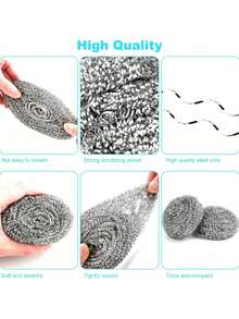 20 buah Bola Kawat Baja Ajaib, Sikat Pembersih Tugas Berat Stainless Steel untuk Mencuci Piring, Sikat Pembersih Penghilang Karat Panci Dapur, Satuan Tanpa Kemasan Individual - Beraneka warna - View 5