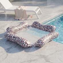 Pelampung Kolam Renang Tiup Motif Leopard 4 Tabung, Kursi Santai Terapung Hammock Air Jaring untuk Dewasa, Kasur Terapung Anti-Selip dan Stabil untuk Kolam Renang, Pantai, dan Musim Panas - MultiWarna - View 8