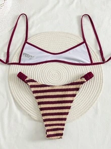 Ladies' Sexy Special Striped Fabric Slim Shoulder Bikini 2 Pieces Set Suitable For Island Vacation Swimming - Multicolor - View 3