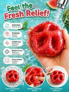 1 Watermelon Smoothie Squeeze Ball, Handmade DIY Squeeze Toy, With Decompression Crispy Sound - Multicolor - View 2