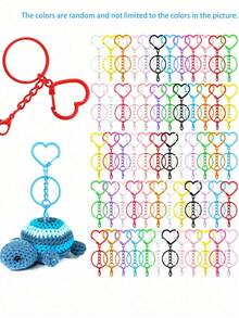 10/30/50pcs Colorful Rotating Lobster Clasp Key Rings Keychain Making Kit, Suitable For Jewelry DIY Handmade, Christmas Gift (Heart Shaped) - Multi-color - View 2