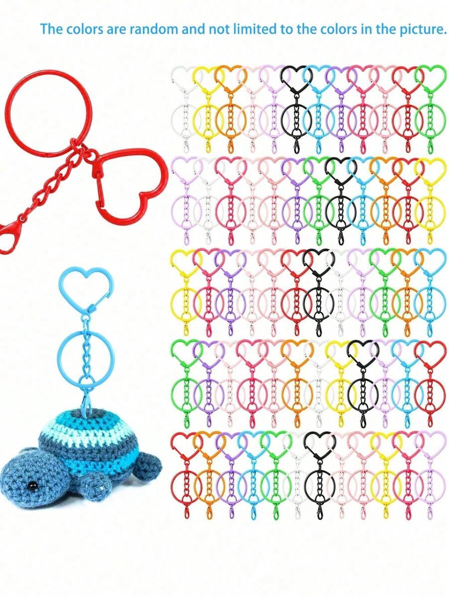 10/30/50pcs Colorful Rotating Lobster Clasp Key Rings Keychain Making Kit, Suitable For Jewelry DIY Handmade, Christmas Gift (Heart Shaped)