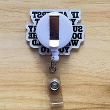 1pc Retractable D-Shaped Badge Reel Lanyard With Funny Quote Design, Nurse Hospital ID Badge Clip Office Lanyard - A - View 5