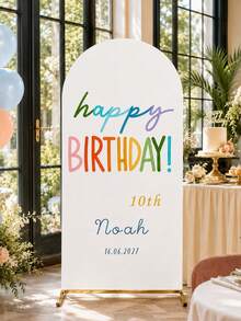 Personalized Elastic Canvas Arch Backdrop - Customizable Arch Backdrop Cover For Dome Backdrop Frame, Easy To Set Up, Indoor/Outdoor Use, Multiple Sizes Available, Perfect For Graduation Season, Birthday Party, Wedding Party, Christmas, Halloween, Valentine's Day, Mother's Day, Holiday Atmosphere, Suitable For Birthday, Theme Party, Wedding, Party Decoration, Durable Elastic Polyester Material Banner, No Electricity Required - Multicolor - View 7