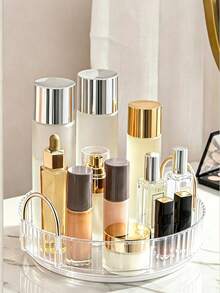 1pc 360° Rotating Multi-Function Cosmetic Storage Rack, Large Capacity Bathroom Toiletries Organizer, Transparent Desktop Storage Box For Skincare Products On Vanity, Strong Detachable Multi-Function Organizer Rack, Suitable For Tall Bottles - Multicolor - View 10