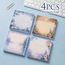 Water Lilies Sticky Notes 2/4pcs Set, Suitable For Planner, Schedule, To-Do List - 100/200 Sheets Total, Removable Adhesive Memo Pads, Square Water Lily Garden Art Memo Stickers, Suitable For School, Office, Themed Stationery Gift - A - View 13