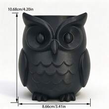 Black Owl 3D Printed Makeup Brush Holder, Multi-Functional Desktop Pen Holder, Bedroom Vanity Cute Cartoon Storage Decor - View 2