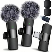 Wireless Lavalier Microphone Compatible With IPhone And Android, Wide Application, Noise Canceling Clear Sound Quality, Suitable For Podcast, Video Recording, Live Streaming, Vlog - View 1