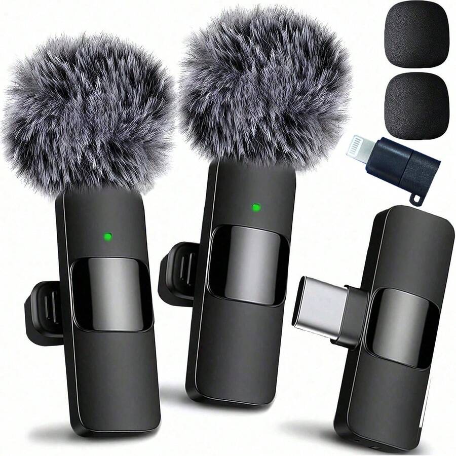 Wireless Lavalier Microphone Compatible With IPhone And Android, Wide Application, Noise Canceling Clear Sound Quality, Suitable For Podcast, Video Recording, Live Streaming, Vlog - View 1