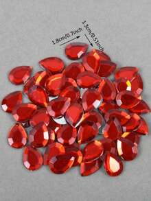 100pcs/Pack, 13*18mm Flat-Cut Teardrop Rhinestones, Large Size Plastic Rhinestones, Flat Bottom Resin Rhinestones, DIY Decorative Rhinestones - 13*18mm 100pcs - View 3