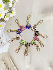 4/8pcs Colorful Rhinestone Elephant Metal Keychain, Colorful Oil-Drip Rhinestone Elephant Pendant, Lobster Clasp Bag Backpack Charm, Cute Animal Accessory, Birthday Gift, Holiday Favor, Daily Carry Decoration Gift (Random Color Rhinestone) - Multicolor - View 4