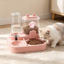 New 2-In-1 Gravity Pet Feeder And Water Dispenser, Compact Automatic Food And Water Bowl Set, Includes DIY Crystal Stickers, Detachable Feeding Station, Suitable For Kittens, Puppies, Cats, Small Dogs - 500ml - View 9