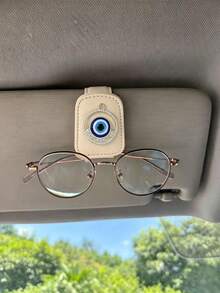 Devil Eye Rhinestone Car Glasses Clip, Car Sun Visor Glasses Storage Clip, Multi-Functional Ticket Holder Interior, Luxury Rhinestone Devil Eye Car Glasses Clip, Car Sun Visor Multi-Functional Glasses Ticket Holder, Creative Car Interior Decoration - Demon Eye - View 6