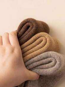 1/5 Pairs Men's Autumn/Winter Thickened Fleece Lined Mid-Calf Socks, Warm Comfortable Breathable, Couple Socks, Unisex, Suitable For Cold Weather, Home, Sports, Business Socks, Random Color - Multicolor - View 3