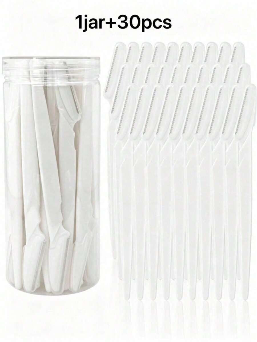Set 30/60 pcs, Termasuk Pemangkas Alis, Alat Pengelupas Kulit Wajah, Pemangkas Bulu Badan, dan Set Perawatan Wajah Wanita - Putih - View 1