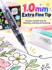 BIA 120 Colors Gel Pen Set - 1.0mm Tip, Acrylic Metallic Glitter Paint Marker, Multi-Color Marker, Needle Pen, Ballpoint Pen, Eyeliner Pen, Perfect For Vibrant Colorful Writing And Sketching, Smooth Writing, Used For Painting, Highlighting, Note-Taking, Making Manuals, Office Use - Multicolor - View 5