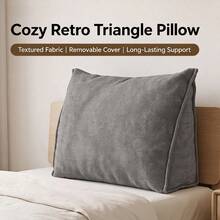1pc Triangular Wedge Pillow, Textured Fabric Bed Rest Pillow, Removable & Washable Pillowcase, Ergonomic Backrest Pillow, Suitable For Bed, Sofa, Reading & Leisure - Triangle Cushion - View 1