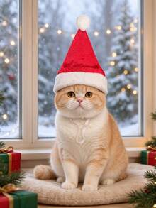 Pet Cat Plush Christmas Hat, Soft And Skin-Friendly, Strong Holiday Atmosphere, Can Be Used As Decorative Small Hat, Also A Fun Holiday Gift, Suitable For Christmas Dressing - A - View 6