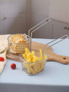 This Stainless Steel Food Frying Basket Is Perfect For Draining Food, Making It An Ideal Choice For Cafes, Restaurants, Kitchens And Other Similar Locations. - View 3