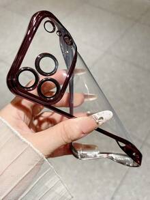 奢華酒紅色大窗一體式相機保護手機殼，適用於 iPhone 17 Pro Max 17 Pro 17 16 Pro Max 16 Pro 16 15 Pro Max 15 Pro 15 14 Pro Max 14 Pro 14 13 Pro Max 13 Pro 13 12 Pro Max 12 Pro 12 11，極簡純色防震保護殼，情侶禮物 - 酒紅色 - 查看 10
