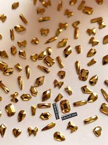 50/100pcs Autumn Winter Metallic Gold Nail Art Rhinestones, Multi ...