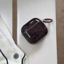 Black Purple Leopard Print Earphone Case With Hanging Ring Compatible With Apple 5/ 4/ 2/ 3/ Pro 3/ Pro 2 Cute Korean Style Protective Cover Pendant - Purple - View 10